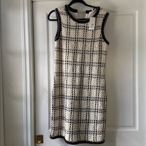 NWT Tory Burch Ivory and Black Sparkle Tweed Dress - M